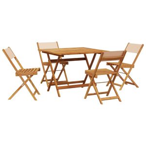 vidaXL Hagespisegruppe 5 deler beige stoff og heltre