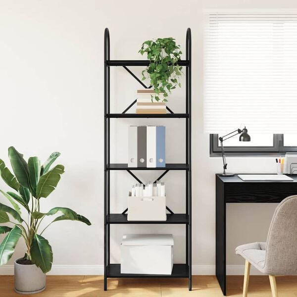 vidaXL Bokhylle Svart Eik 60 x 30 x 183 cm Konstruert tre