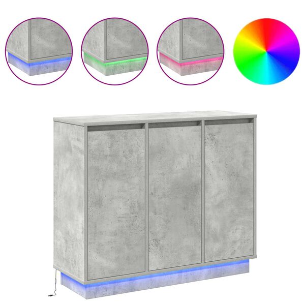 vidaXL LED sideboard Betonggr&aring; 90 x 32 x 75 cm Konstruert tre