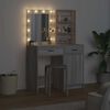vidaXL Dressingbordsett med LED 2 pcs Gr&aring; Sonoma Konstruert tre