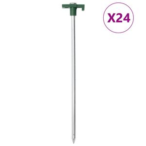 vidaXL Teltplugger 24 stk 25 cm 7 mm galvanisert st&aring;l og PP