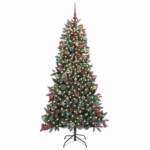 vidaXL Kunstig juletre med 300 LED gr&oslash;nn 210 cm PVC og plast og st&aring;l