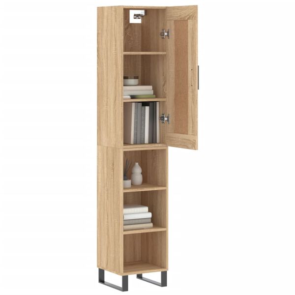 vidaXL Highboard sonoma eik 34,5x34x180 cm konstruert tre