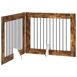 vidaXL Foldbar hundegitter med stativer 2 stk. R&oslash;kt Eik 200,5 cm