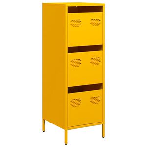 vidaXL Highboard sennepsgul 39x35x103,5 cm st&aring;l