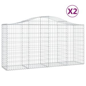 vidaXL Gabionkurver buede 2 stk 200x50x100/120 cm galvanisert jern