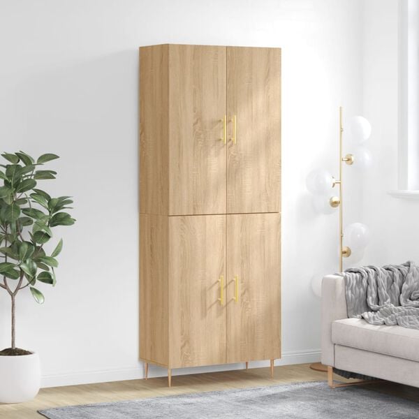 vidaXL Highboard sonoma eik 69,5x34x180 cm konstruert tre