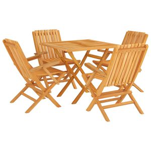 vidaXL Hagespisegruppe 5 deler heltre teak