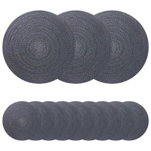 vidaXL Jute Placemets 12 stk. M&oslash;rkegr&aring; 100% Tossa Jute