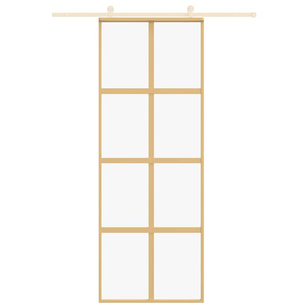 vidaXL Skyvedør gull 76x205 cm gjennomsiktig ESG glass og aluminium