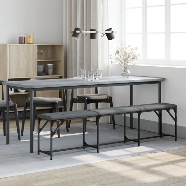 vidaXL Spisebenk m&oslash;rkegr&aring; 186x32x45 cm st&aring;l og stoff