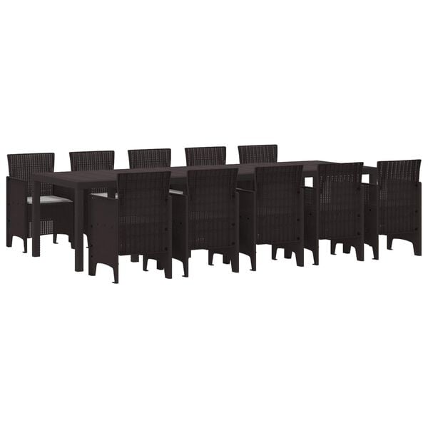 vidaXL Hage Spisegruppe med pute 11 pcs Brun og Lys gr&aring; Poly rattan