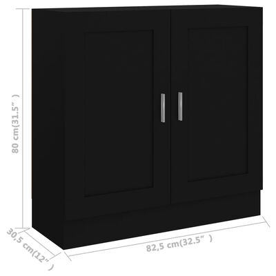 vidaXL Bokhylle svart 82,5x30,5x80 cm sponplate