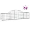 vidaXL Gabionkurver buede 9 stk 200x30x40/60 cm galvanisert jern