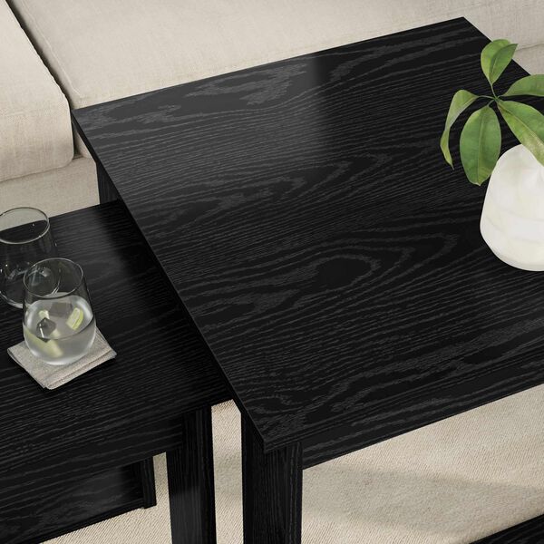 vidaXL Kaffebord Sett 2 pcs Svart Eik Konstruert tre