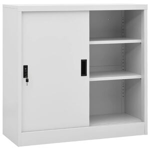 vidaXL Kontorskap med skyved&oslash;r 90x40x90 cm st&aring;l lysegr&aring;