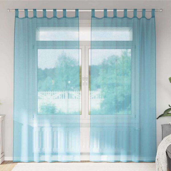 vidaXL Voilegardiner med hemper 2 stk turkis 140x245 cm