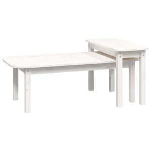 vidaXL Salongbord 2 stk hvit heltre furu