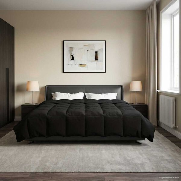 vidaXL Vinter Dynen Quilted Svart 220 x 240 cm Mikrofiber