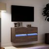 vidaXL Vegghengte TV-benker med LED 2 stk brun eik 41x31x45 cm