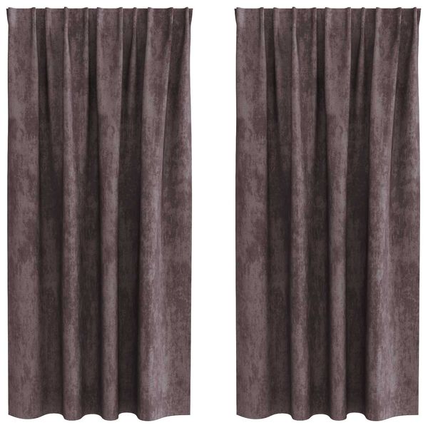 vidaXL Fl&oslash;yel Gardiner med gardiner 2 pcs Brun 175 x 140 cm Fl&oslash;yel