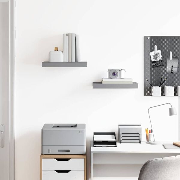 vidaXL Flytende vegghyller 2 stk gr&aring; 40x23x3,8 cm MDF