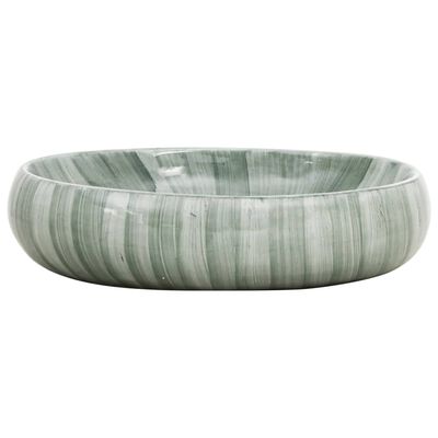 vidaXL Benkeservant grønn oval 59x40x15 cm keramikk