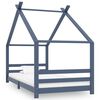 vidaXL Sengeramme for barn heltre furu gr&aring; 90x200 cm