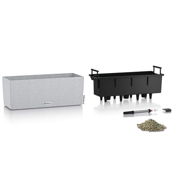 LECHUZA Plantekasse BALCONERA Stone 50 ALL-IN-ONE kvartshvit