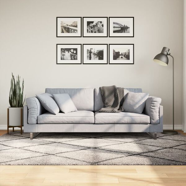vidaXL Tykt teppe PAMPLONA h&oslash;y luv moderne beige antrasitt 160x230 cm