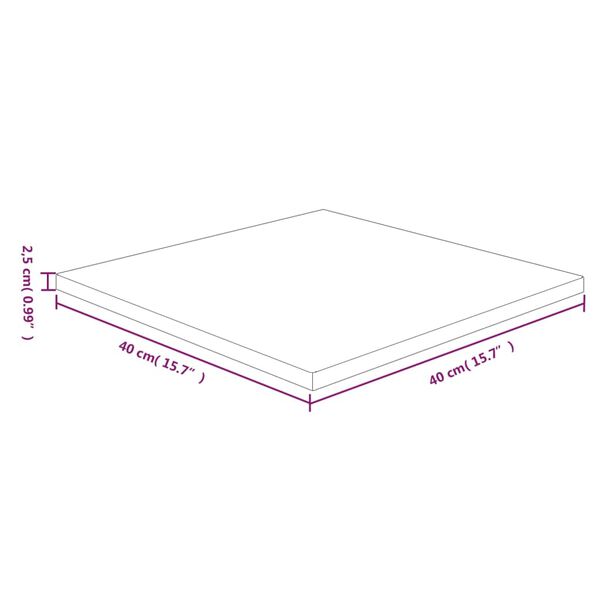 vidaXL Firkantet bordplate mørkebrun 40x40x2,5 cm behandlet heltre eik