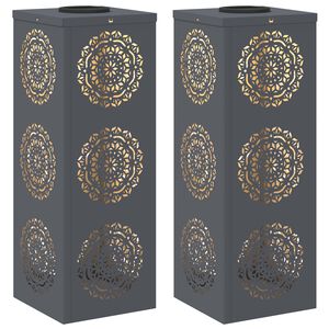 vidaXL Solenergi LED stibelys 2 pcs Antrasitt Kaldvalset st&aring;l