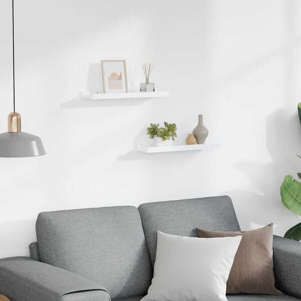 vidaXL Flytende vegghyller 2 stk hvit 40x9x3 cm MDF