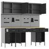 vidaXL Arbeidsskap med skuff 10 pcs Svart Konstruksjonsvirke og st&aring;l