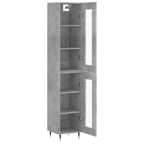 vidaXL Highboard betonggr&aring; 34,5x34x180 cm konstruert tre