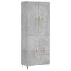 vidaXL Highboard betonggr&aring; 69,5x34x180 cm konstruert tre