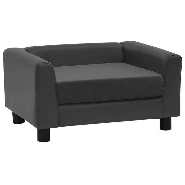 vidaXL Hundesofa med skumpute m&oslash;rkegr&aring; 60x43x30 cm plysj og kunstl&aelig;r