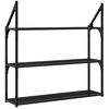 vidaXL Vegghylle 3 etasjer svart 80x21x78,5 cm konstruert tre