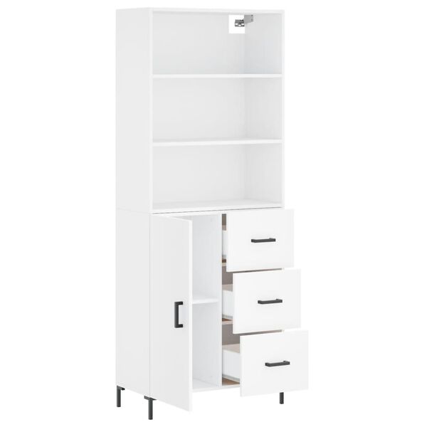 vidaXL Highboard hvit 69,5x34x180 cm konstruert tre