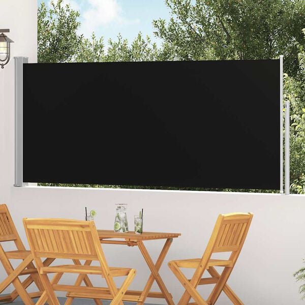 vidaXL Uttrekkbar sidemarkise 120 x 300 cm svart