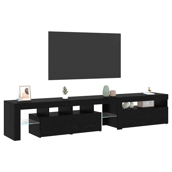 vidaXL TV-skap 2 pcs Svart Eik 215 x 36,5 x 40 cm Konstruert tre