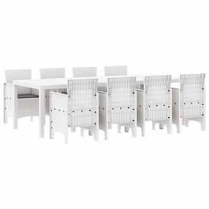 vidaXL Hage Spisegruppe 9 pcs Lysegr&aring; Polt rattan