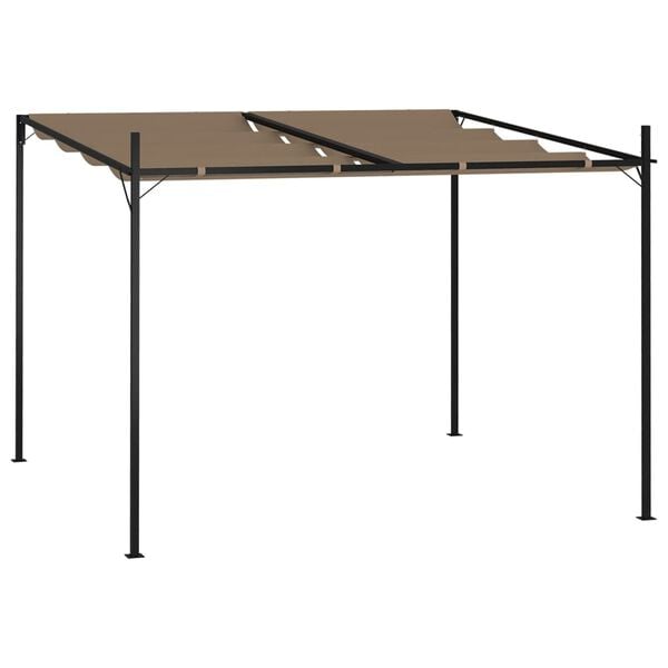 vidaXL Paviljong med uttrekkbart tak 300x300x233 cm gr&aring;brun
