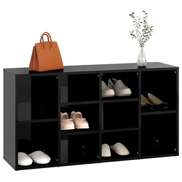 vidaXL Skobenk h&oslash;yglans svart 103x30x55 cm sponplater