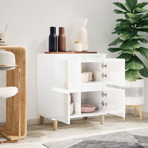 vidaXL Skjenk h&oslash;yglans hvit 60x35x70 cm konstruert tre