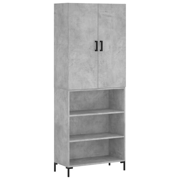 vidaXL Highboard betonggr&aring; 69,5x34x180 cm konstruert tre