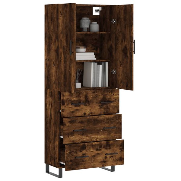 vidaXL Highboard r&oslash;kt eik 69,5x34x180 cm konstruert tre