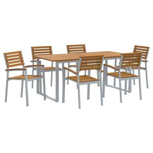 vidaXL Hage Spisegruppe 7 stk. Gr&aring; Solid akasietre