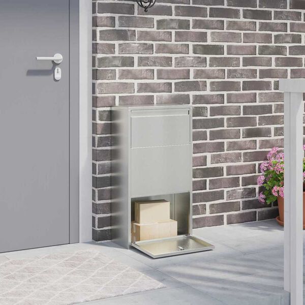 vidaXL Pakkeinnkast med lagring s&oslash;lv 44 x 22 x 82 cm Galvanisert St&aring;l