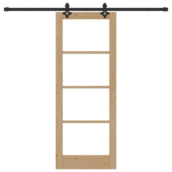 vidaXL Skyved&oslash;r Naturlig 78 x 202 cm Massivt furutre og glass